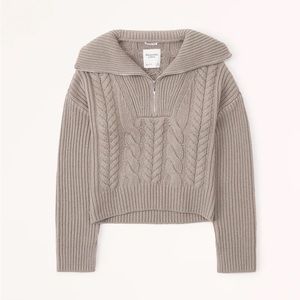 A&F: Merino Wool-Blend Cropped Half-Zip Sweater